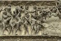The punishment of sinners depicted on the tympanum of the central portal