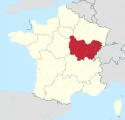 Location of Bourgogne-Franche-Comté region in France