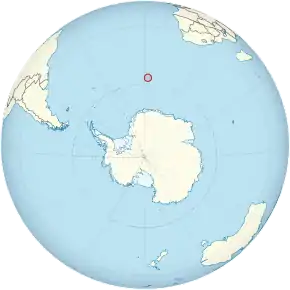 Location of Bouvet Island (circled in red)