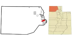 Location in Box Elder County and the state of Utah