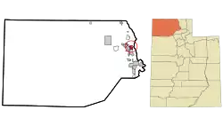 Location in Box Elder County and the state of Utah.