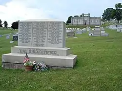 Memorial to the unidentified victims in Fairview Cemetery, Boyertown