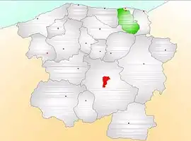 Map showing Bozkurt District (green) in Kastamonu Province