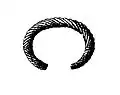 Twisted wires bracelet from Spalnaca (Bronze Age IV) that evolved into Cerbăl twisted wires type, by the La Tène times.