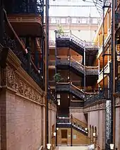 Atrium at the center of the Bradbury Building in Los Angeles