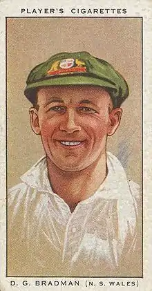 Players' Cigarette Card featuring Australian batsman, Donald Bradman, 1930s