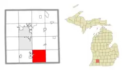 Location within Kalamazoo County and an administered portion of the village of Vicksburg