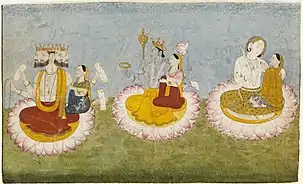 Brahma & Saraswati (Left) Vishnu & Lakshmi (Middle) Shiva & Parvati (Right)