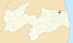Location of Caiçara in the State of Paraíba