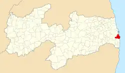 Location of João Pessoa in the state of Paraíba