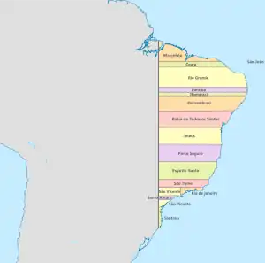Map of Brazil in 1534