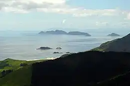 The Bream Islands with Great Barrier Island in the distance viewed from Mt Manaia