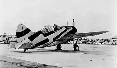 US Navy Brewster F2A Buffalo in experimental camouflage, 1940