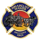 Fire department cross depicting horse-drawn fire engine