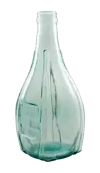A pale blue glass bottle