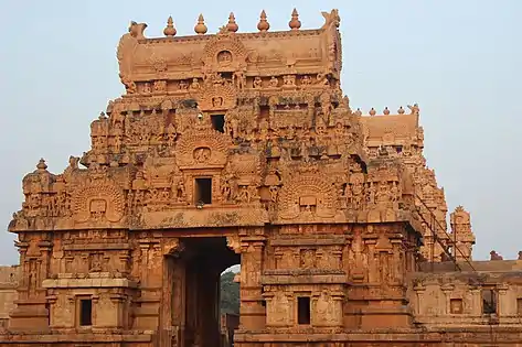 Brihadisvara Temple entrance gopurams at Thanjavur