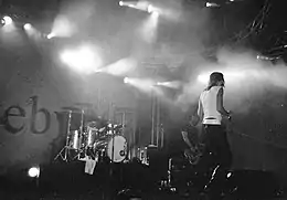 Briskeby's Lise Karlsnes on stage during the 2001 Roskilde Festival in Denmark.