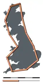 Britain measured using a 200 km linear measurement