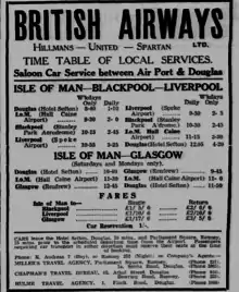 Photograph of British Airways' Hall Caine Schedule