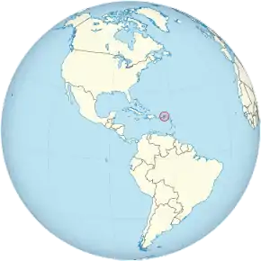 Location of British Virgin Islands (circled in red)