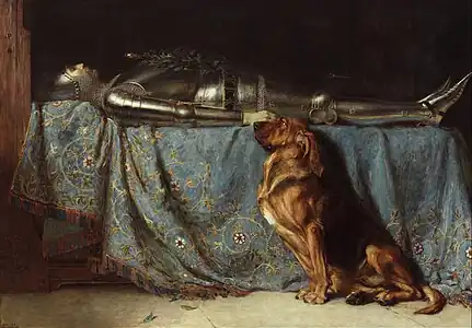 Requiescat, oil on canvas painting by Briton Rivière, 1888, Art Gallery of New South Wales.