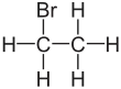 Skeletal formula of bromoethane with all explicit hydrogens added