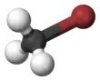 Ball and stick model of bromomethane