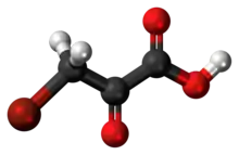 Ball-and-stick model of the bromopyruvic acid molecule