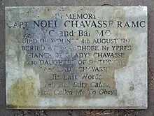 Noel Chavasse's memorial at the Chavasse family grave at Bromsgrove