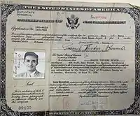 Bronner's 1936 naturalization certificate making him a U.S. citizen
