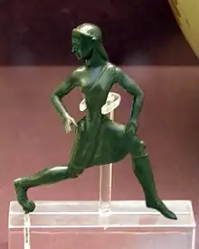 A Spartan woman running. The bare right breast is indicative of her being an athlete