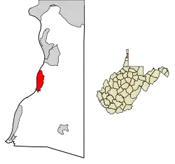 Location of Wellsburg in Brooke County, West Virginia.