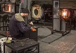 Glassworking in a hot shop in New York City