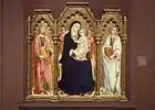 Sano di Pietro, Triptych of Madonna with Child, St. James and St. John the Evangelist, c. 1460 and 1462