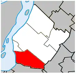 Location within Urban Agglomeration of Longueuil.