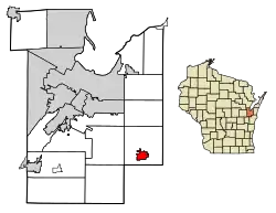 Location of Denmark in Brown County, Wisconsin.