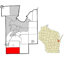 Location in Brown County and the state of Wisconsin.