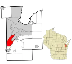 Location in Brown County and the state of Wisconsin