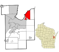 Location in Brown County and the state of Wisconsin.