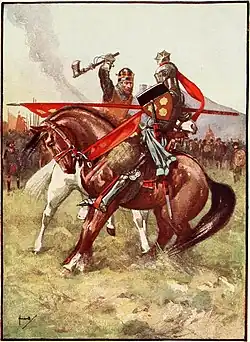 Illustration of the parry between Robert the Bruce and Sir Henry de Bohun