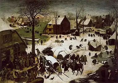 The Census at Bethlehem (1566), oil on wood panel, Royal Museums of Fine Arts of Belgium