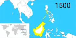 Territorial extent of the Bruneian Empire.