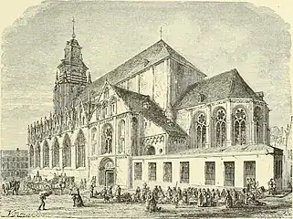 Rear view of the church in 1884 from Bruxelles à travers les âges