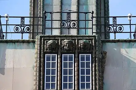 Detail of the Stoclet Palace's façade, made of reinforced concrete covered with marble plaques