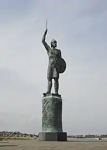 Photograph of heroic statue on coast of Essex
