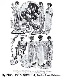 Early advertisement by Buckley & Nunn for ladies' wear