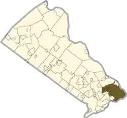 Location of Falls Township in Bucks County