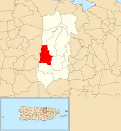 Location of Buena Vista within the municipality of Bayamón shown in red