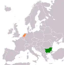 Map indicating locations of Bulgaria and Netherlands