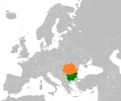 Map indicating locations of Bulgaria and Romania